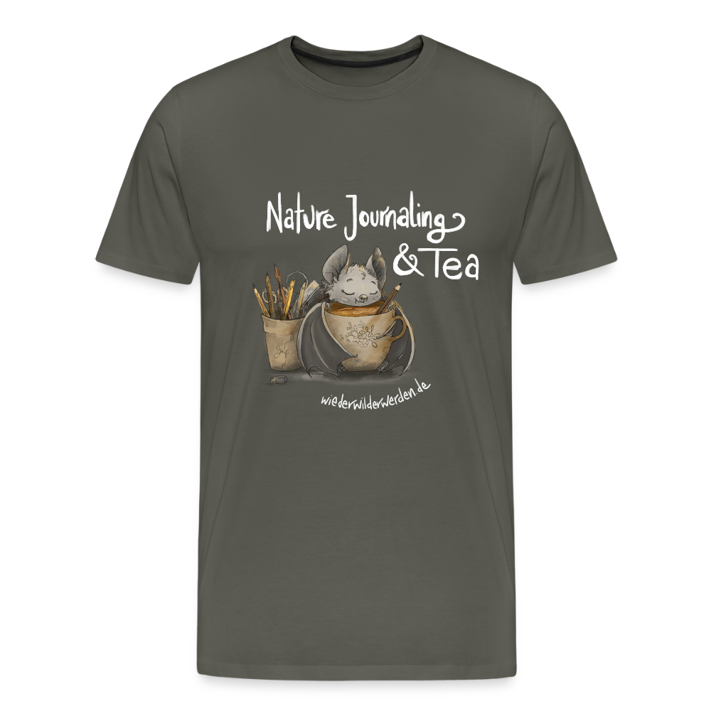 "Nature Journaling & Tea" Premium T-Shirt (größeninklusiv) - asphalt