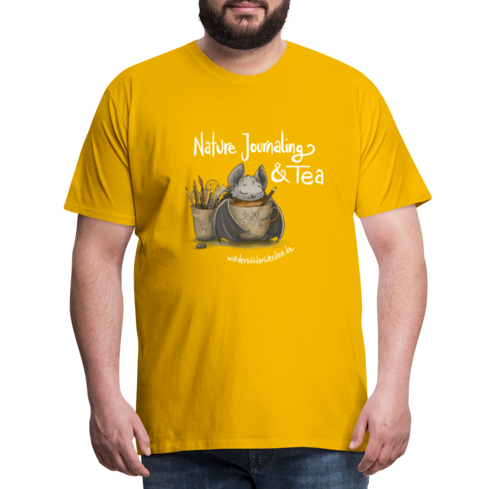 "Nature Journaling & Tea" Premium T-Shirt  (größeninklusiv) - sun yellow