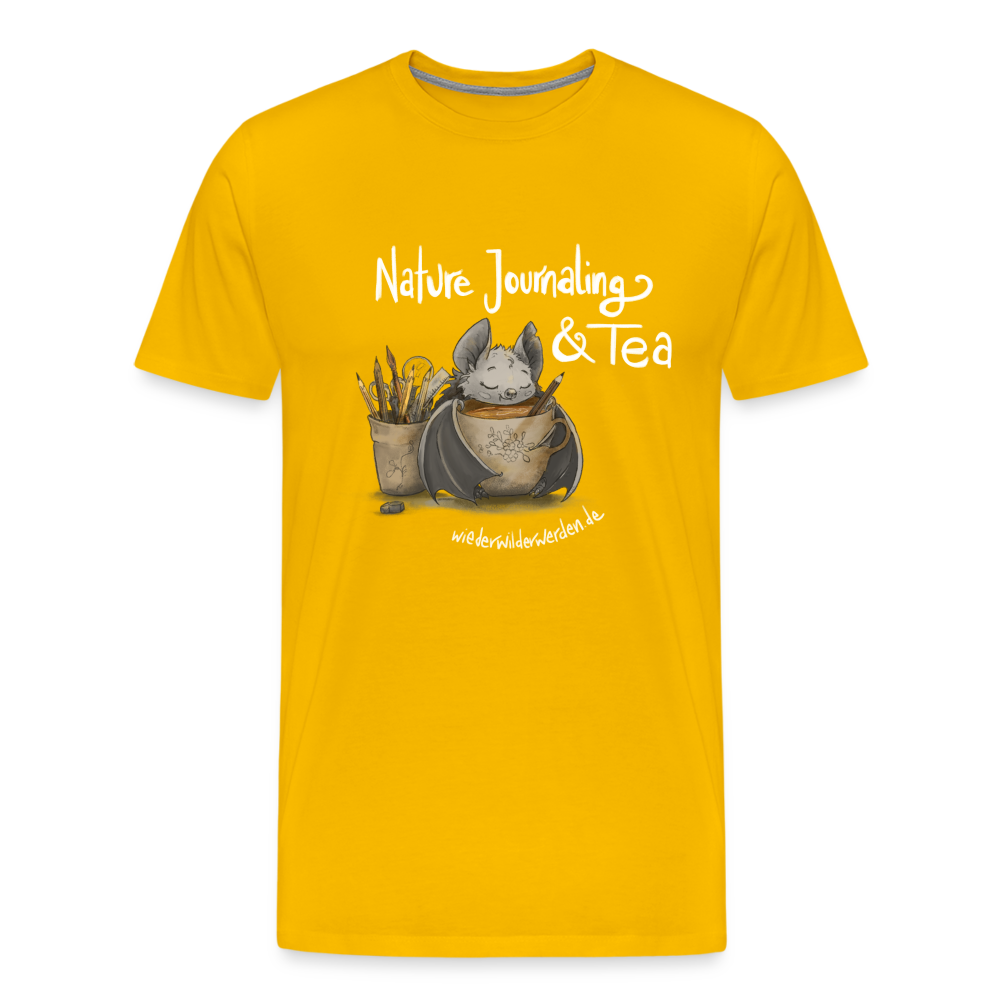 "Nature Journaling & Tea" Premium T-Shirt  (größeninklusiv) - sun yellow