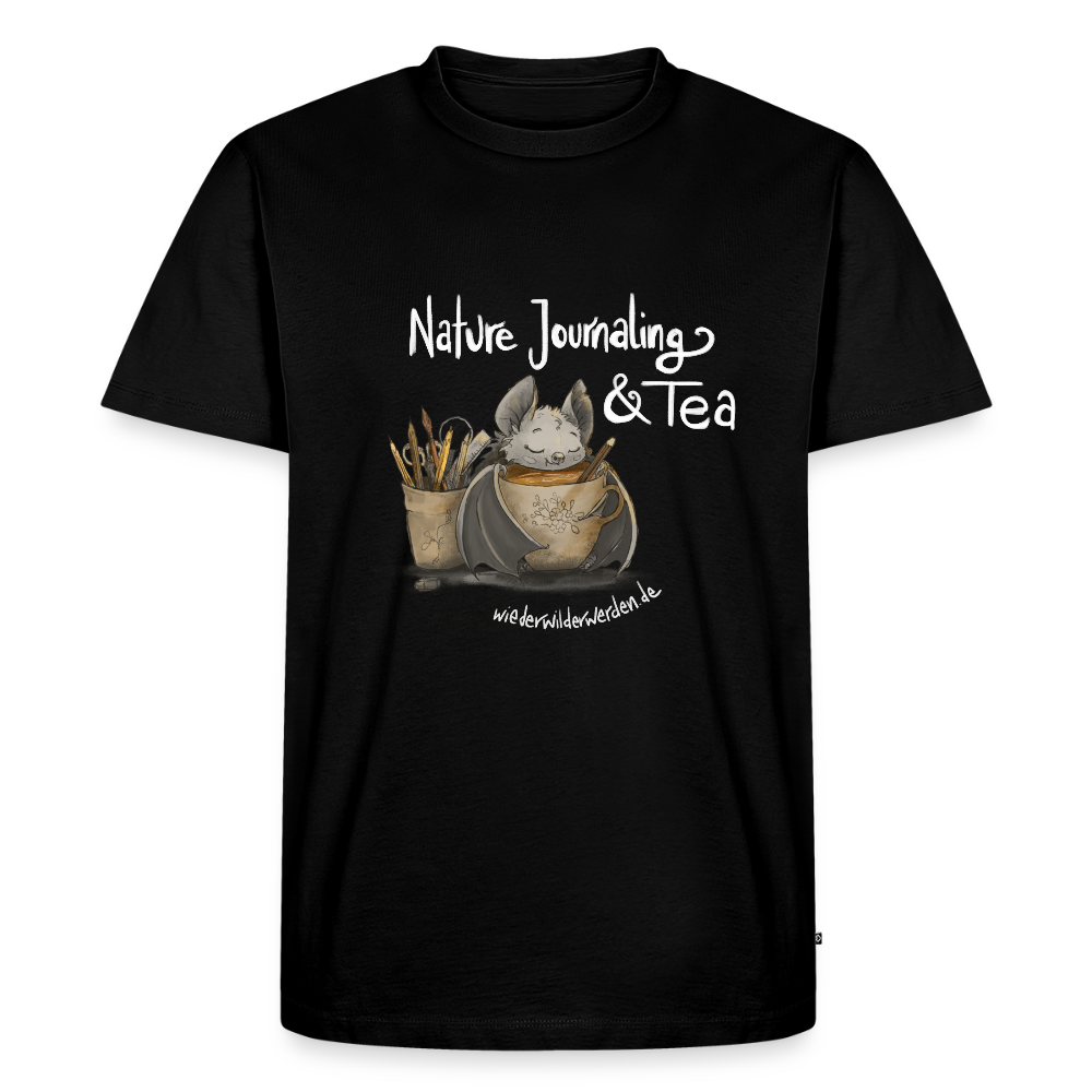 "Nature Journaling & Tea" Premium T-Shirt  (größeninklusiv) - black