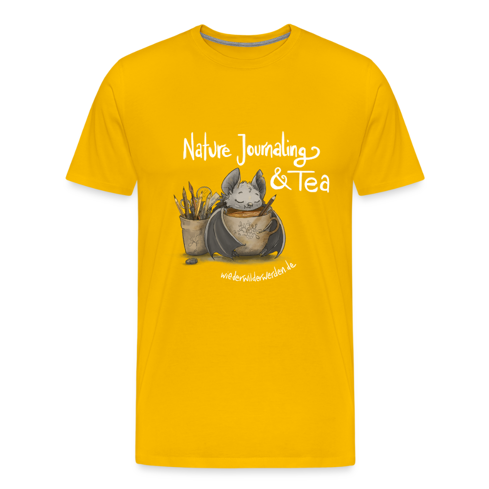 "Nature Journaling & Tea" Premium T-Shirt  (größeninklusiv) - sun yellow