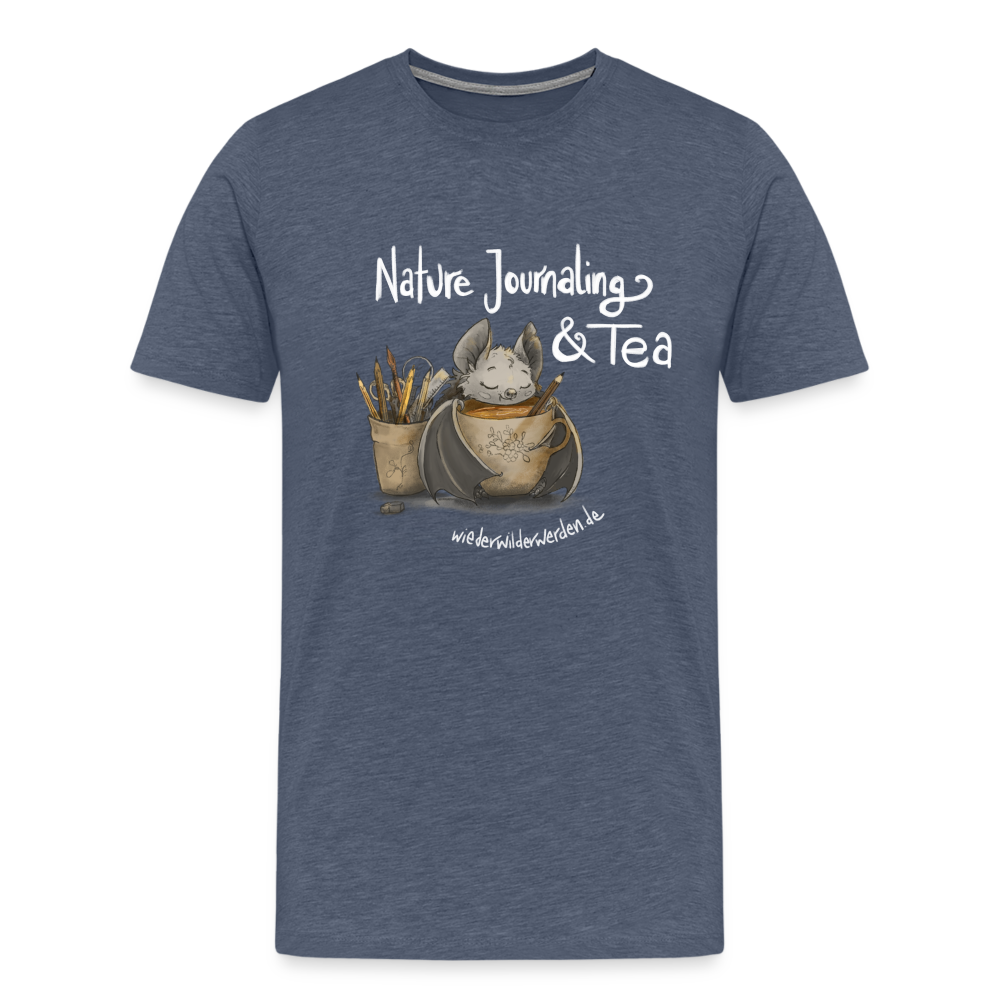 "Nature Journaling & Tea" Premium T-Shirt  (größeninklusiv) - heather blue