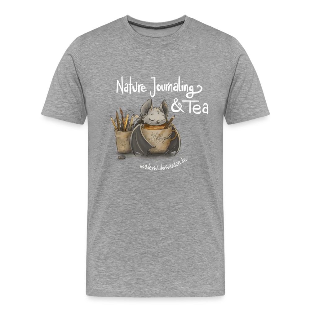 "Nature Journaling & Tea" Premium T-Shirt  (größeninklusiv) - heather grey