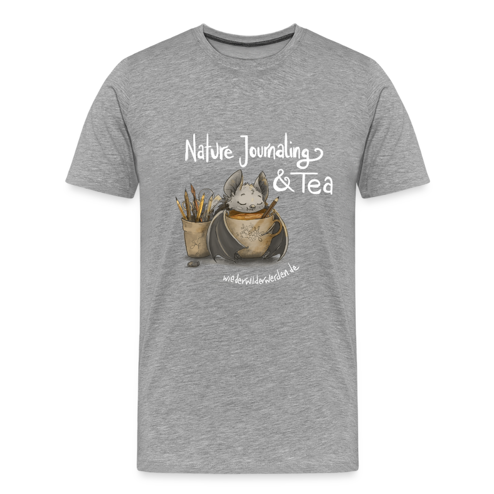 "Nature Journaling & Tea" Premium T-Shirt  (größeninklusiv) - heather grey