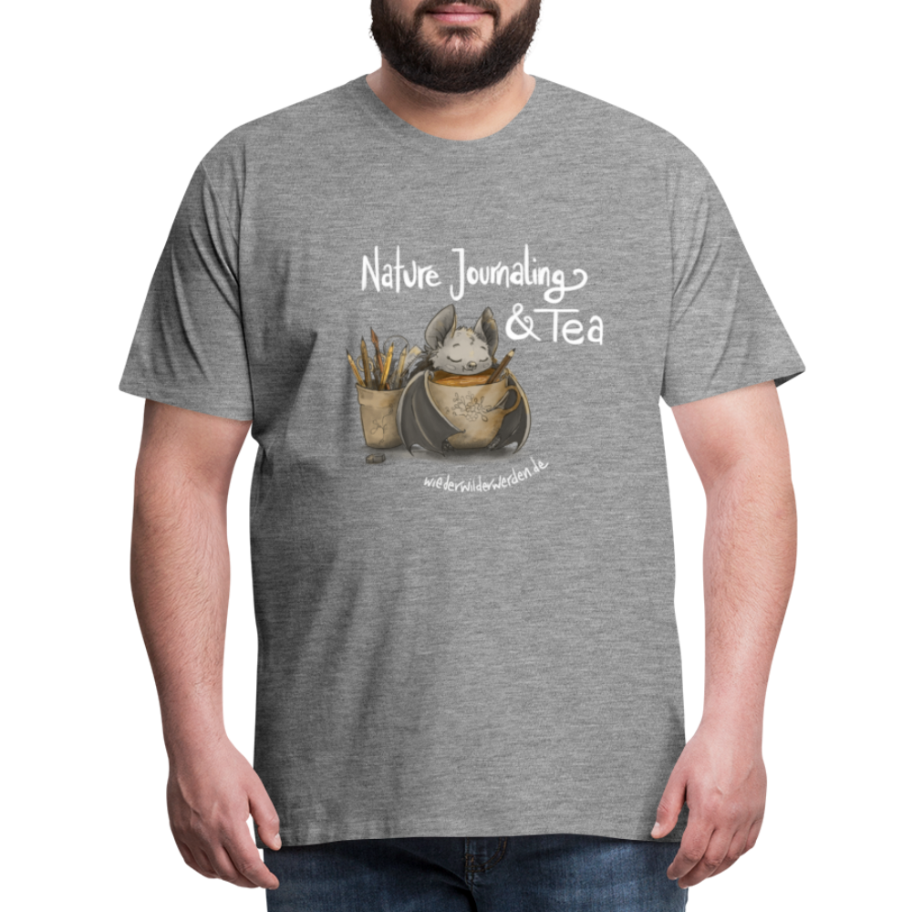 "Nature Journaling & Tea" Premium T-Shirt  (größeninklusiv) - heather grey