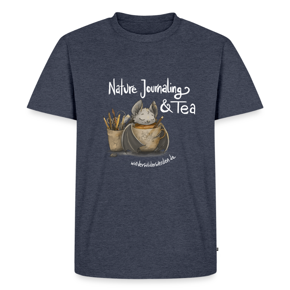 "Nature Journaling & Tea" Premium T-Shirt  (größeninklusiv) - heather denim