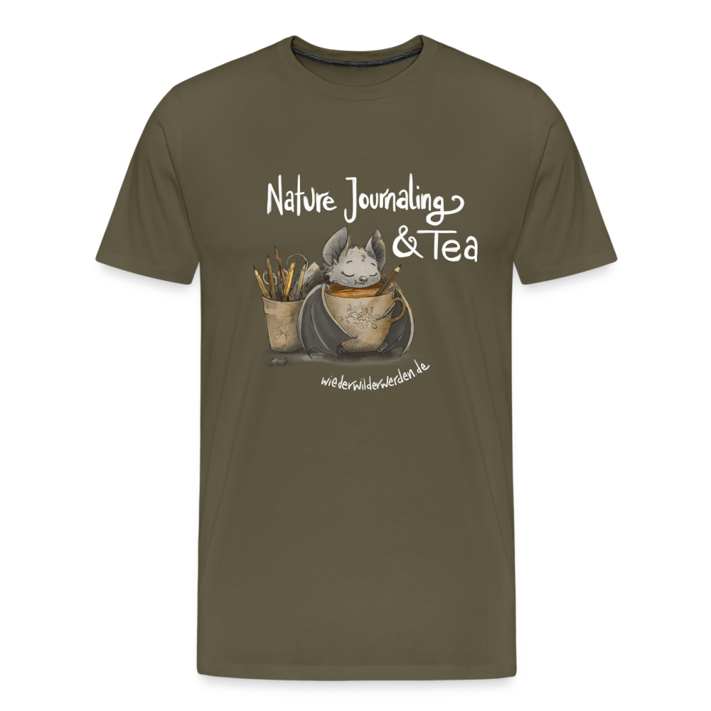 "Nature Journaling & Tea" Premium T-Shirt  (größeninklusiv) - khaki