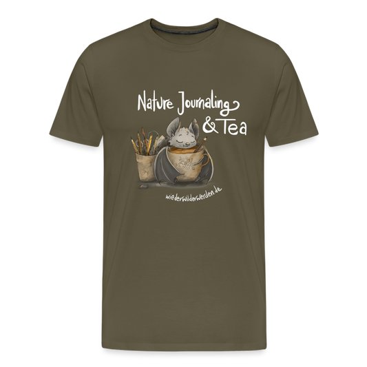 "Nature Journaling & Tea" Premium T-Shirt  (größeninklusiv) - khaki