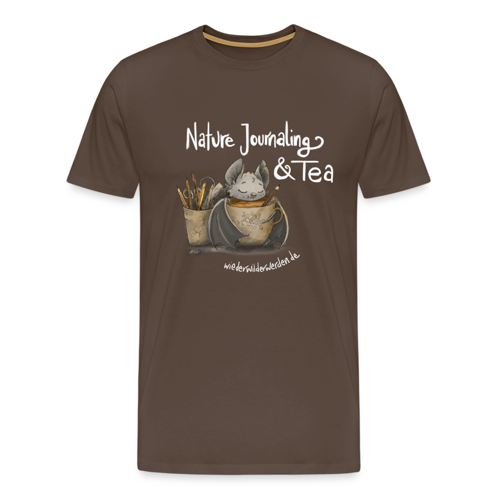 "Nature Journaling & Tea" Premium T-Shirt  (größeninklusiv) - noble brown