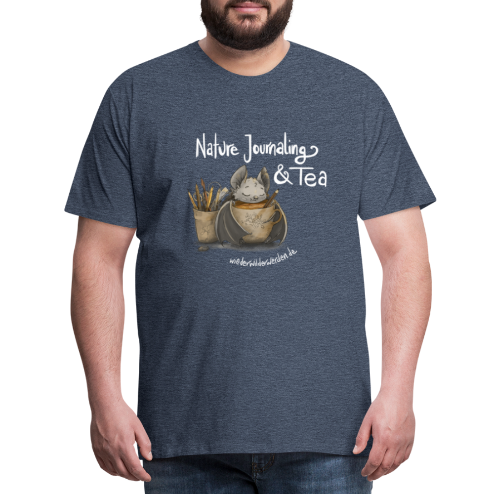 "Nature Journaling & Tea" Premium T-Shirt  (größeninklusiv) - heather blue