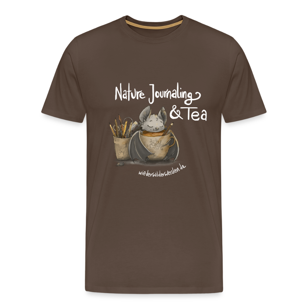 "Nature Journaling & Tea" Premium T-Shirt  (größeninklusiv) - noble brown