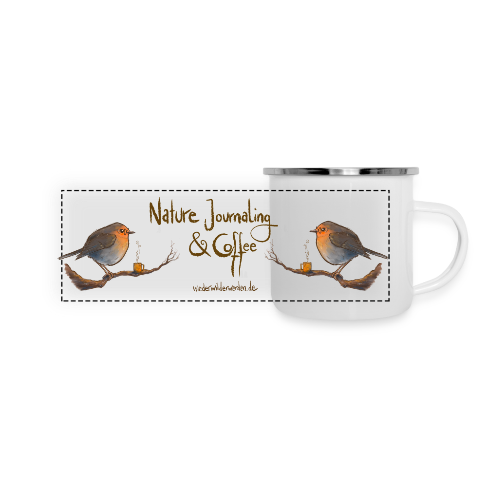 Nature Journaling & Coffee (Emaille Tasse) - white